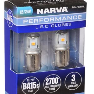 NARVA 12/24V BA15S R5W LED GLOBES 2 PACK