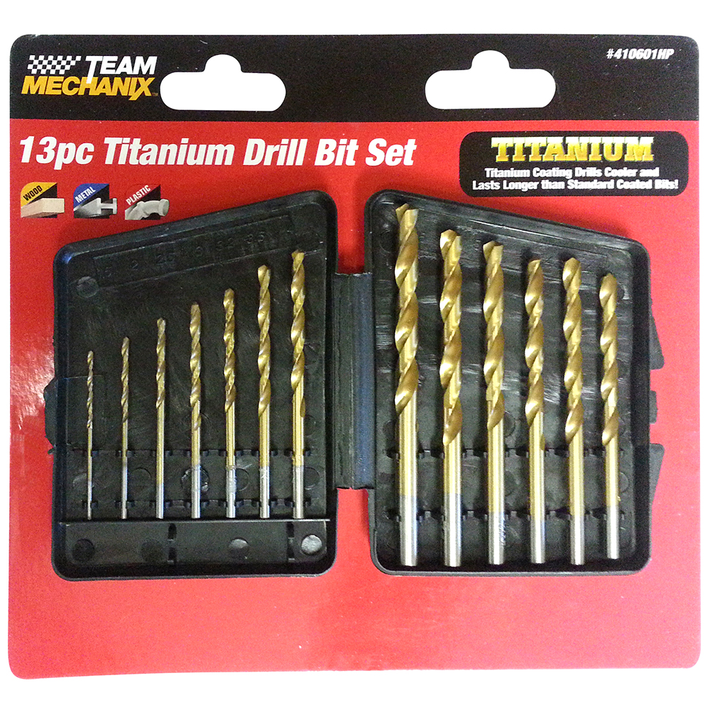 13pc Titanium Coated Drill Bit Set
