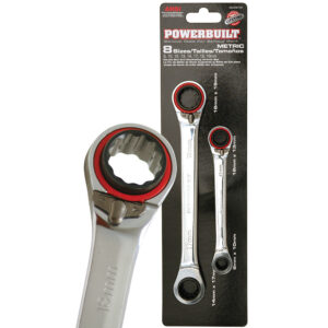 2pc 4-in-1 Metric Reversible Gear Spanner Set