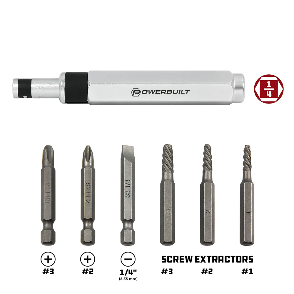 7pc Mini Impact Driver & Screw Extractor Set - Image 3