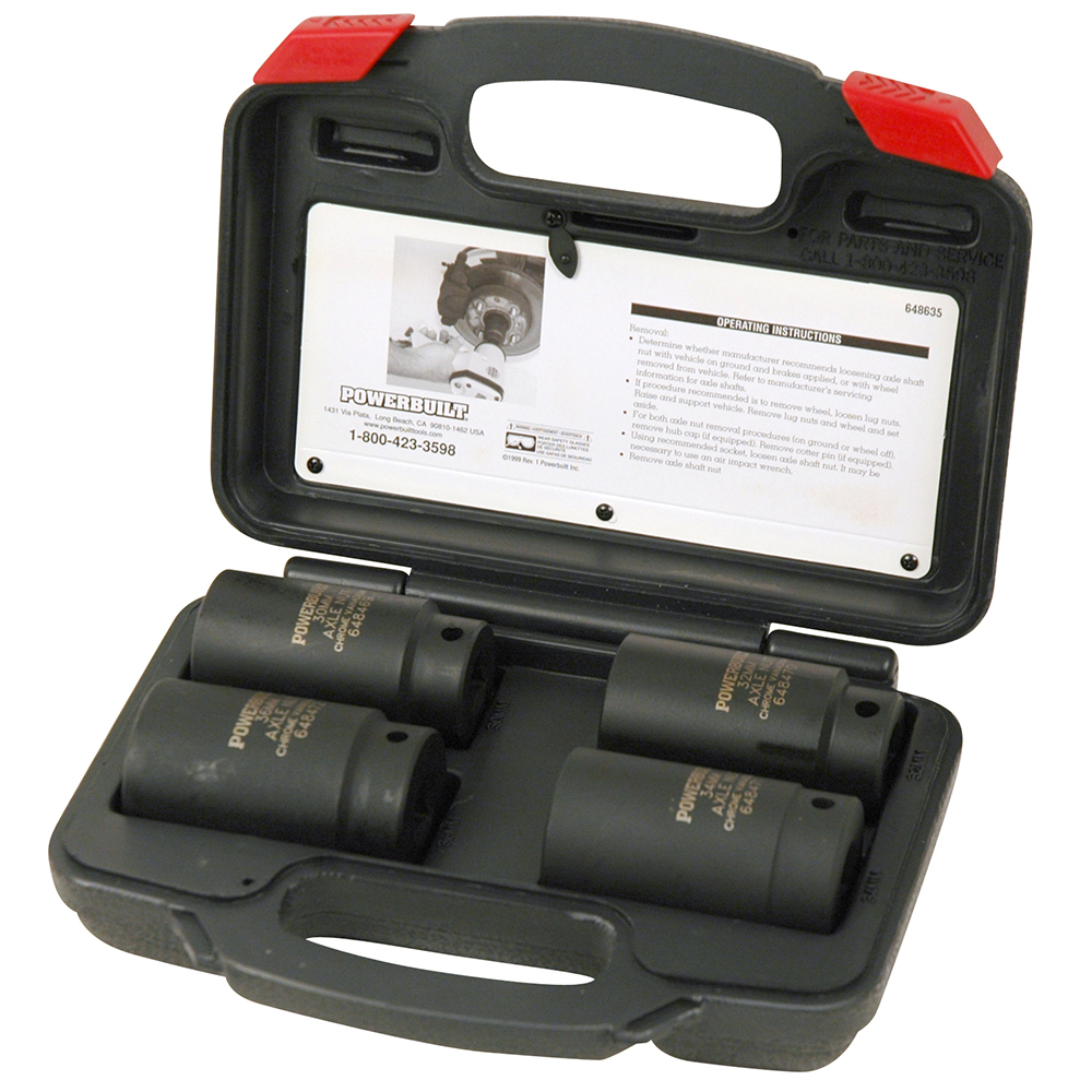 1/2” Dr 4pc 6pt Axle Nut Socket Set