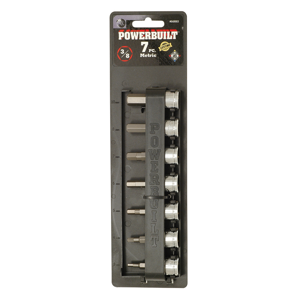 3/8” Dr 7pc Metric Male Hex Socket Set