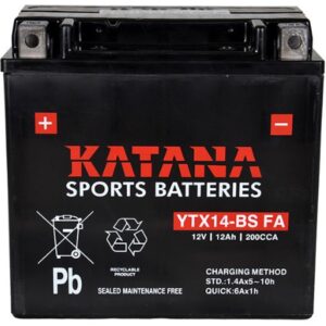651033- YTX14-BS FA Katana Premium Maintenance Free VRLA 12Volt Motorcycle Battery 200CCA 152x88x147