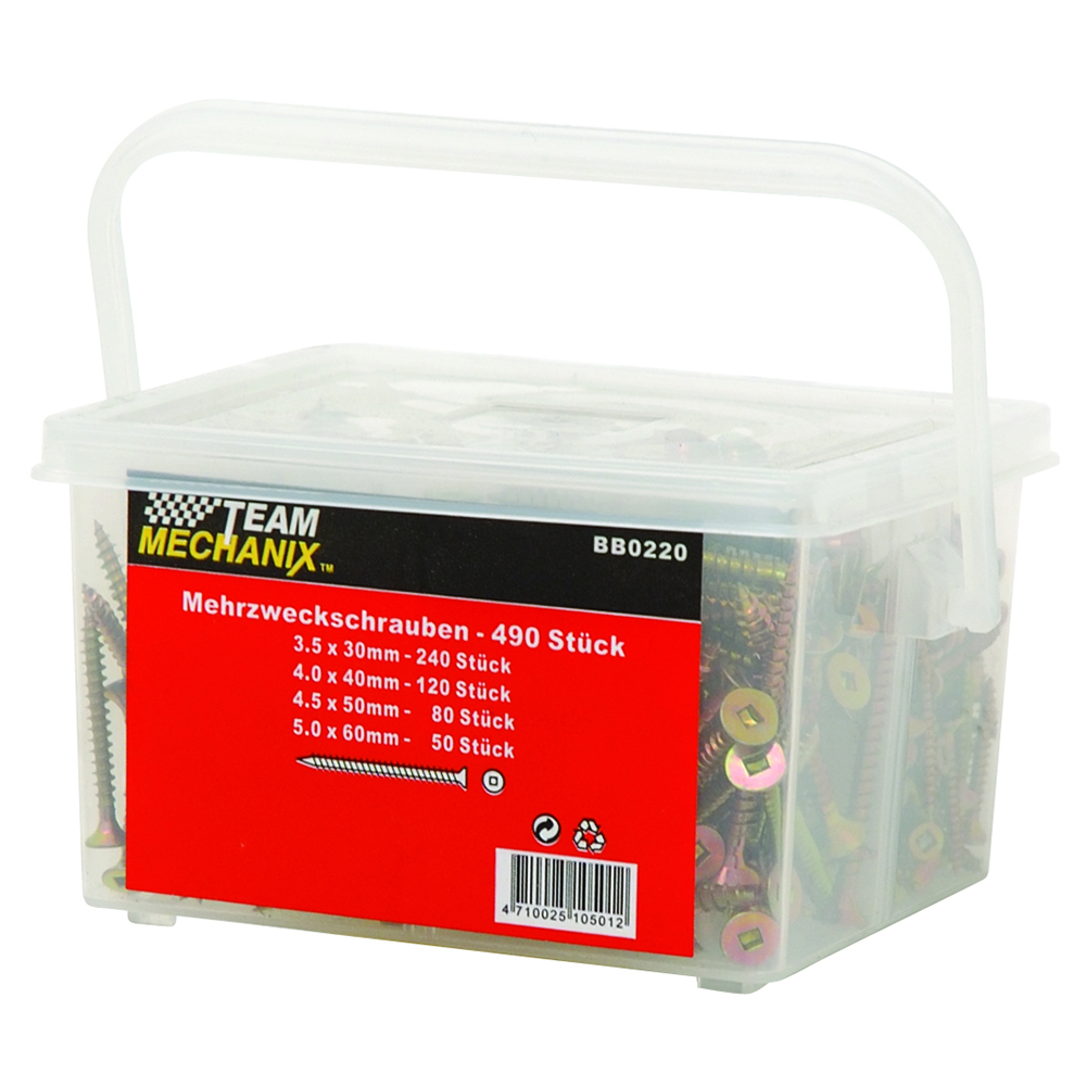 490pc Robertson Screw Assortment