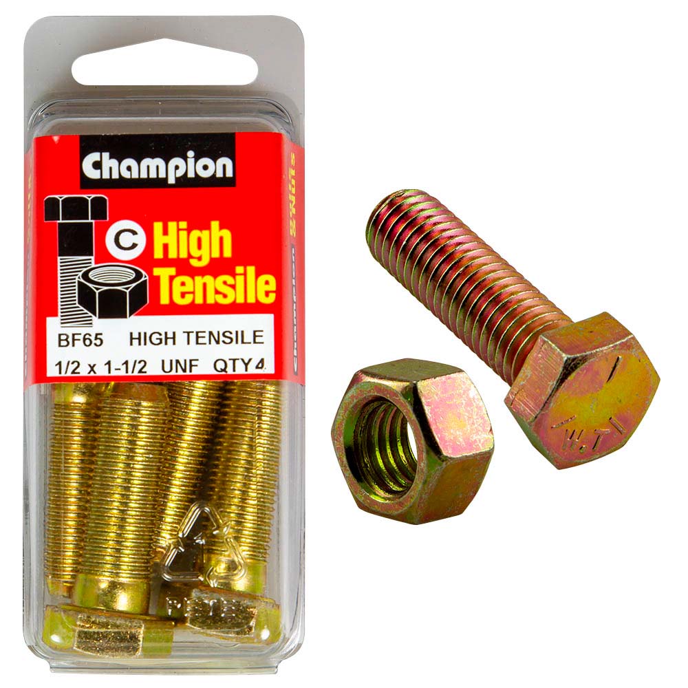 Champion 1-1/2in x 1/2in Bolt And Nut (C) - GR5