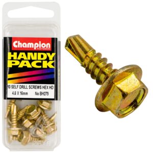 Champion Self Drilling Screw Hex Head 4.8 x 16mm - 10pk