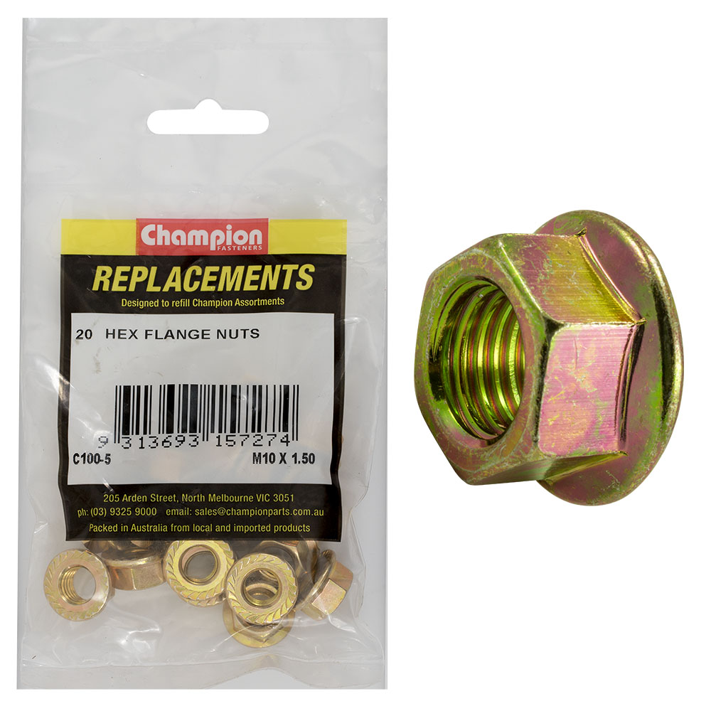 Champion M10 x 1.5 Hex Flange Nut -20pk