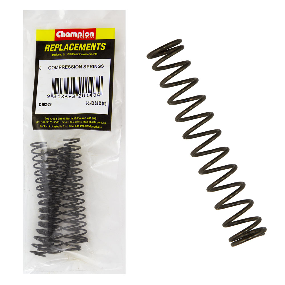 Champion 95 x 16 x 1.6mm Compression Spring-6pk