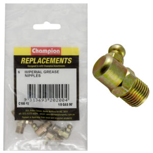 Champion 1/8in BSP (Gas) 90-Deg. Grease Nipple -6pk