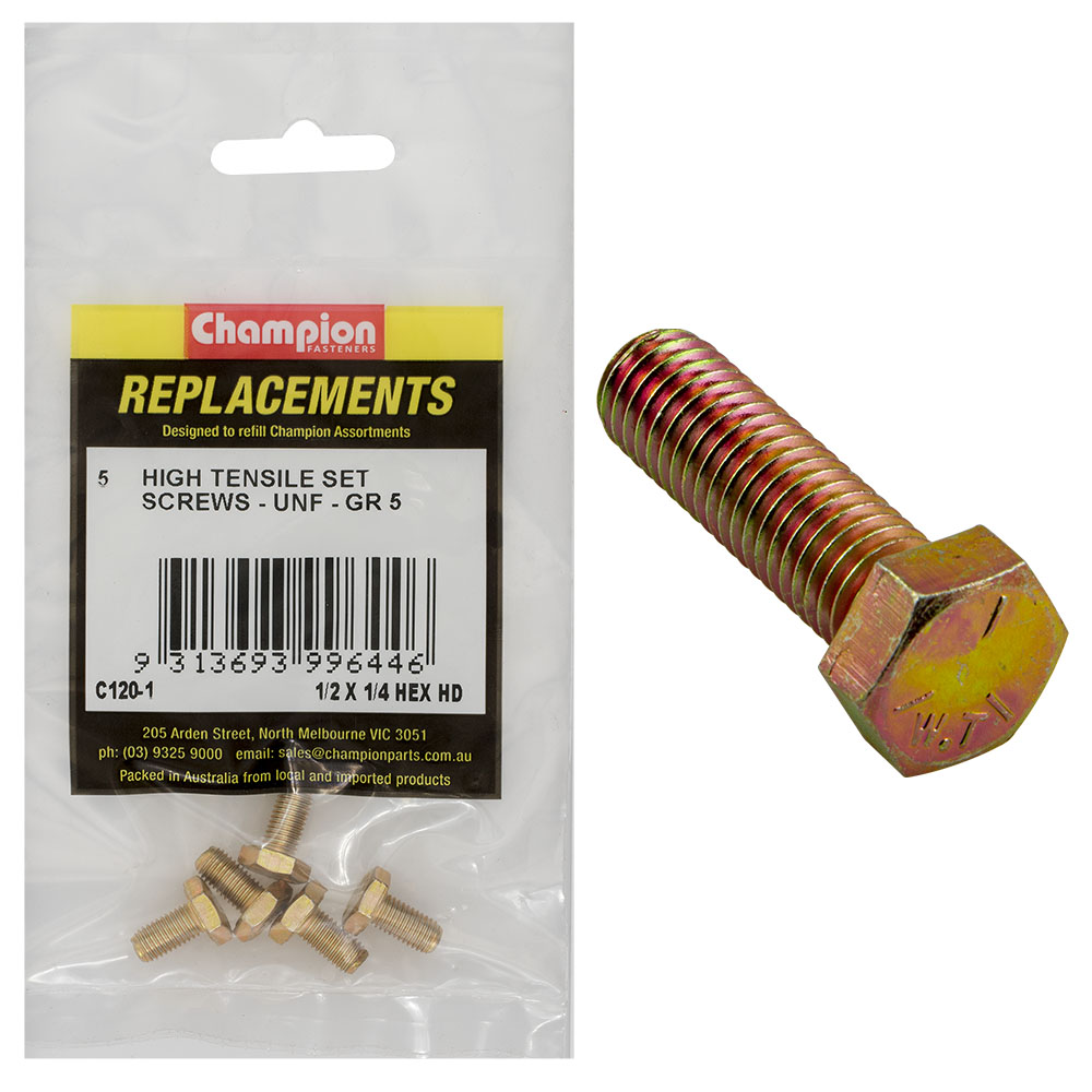 Champion 5/16UNC x 1-1/4in Set Screws/Nuts - Mini Jar -5pk*