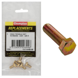 Champion 1/4in x 1/2in UNF Set Screw -Gr5 -5pk