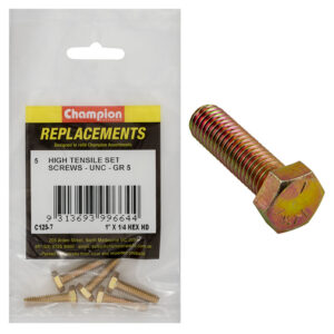 Champion 1/4in x 1in UNC Set Screw -Gr5 -5pk