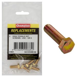 Champion 5/16in x 3/4in UNC Set Screw -Gr5 -5pk