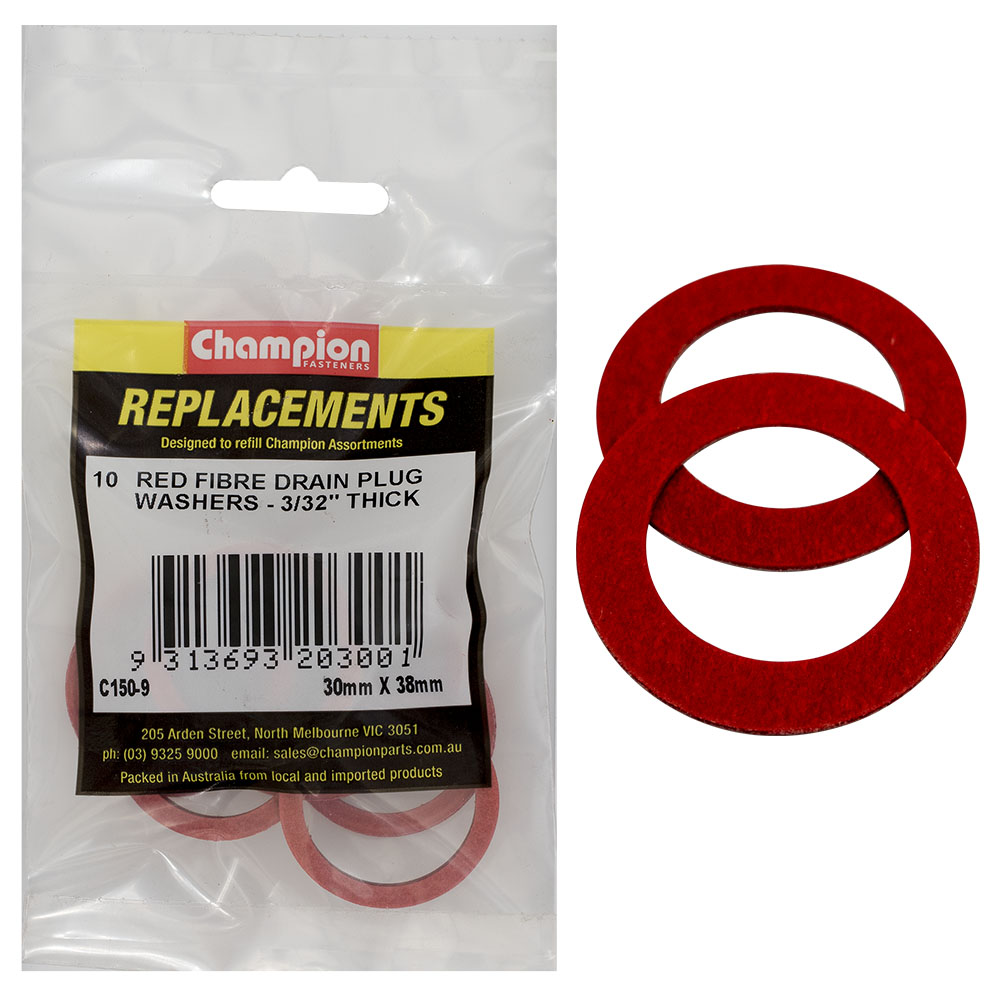 Champion M30 x 38 x 1.5mm Red Fibre (Sump Plug) Washer -10pk