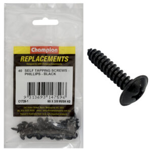Champion 6G x 3/8in S/Tapping Screw Mushroom Head Ph -40pk
