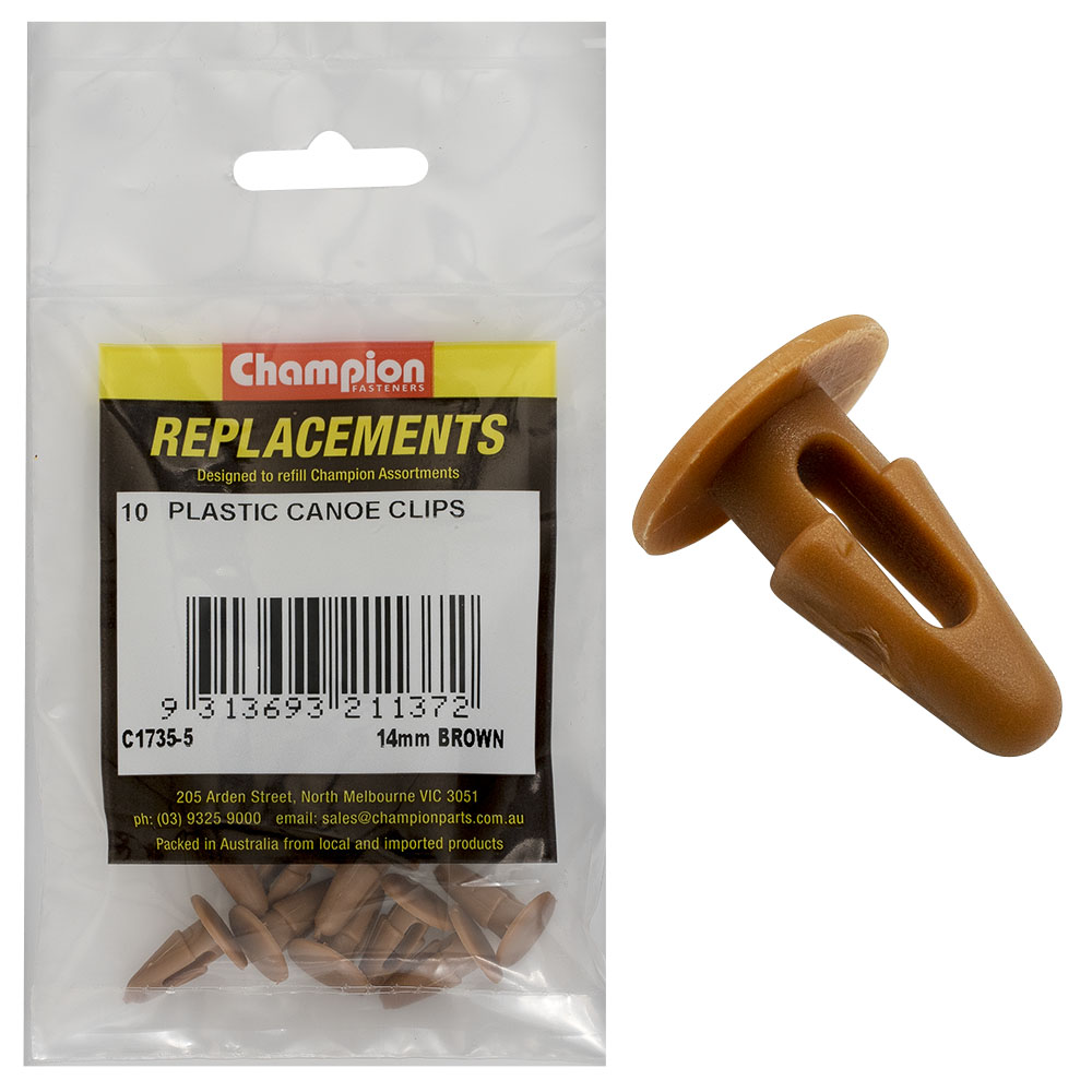 Champion Canoe Clip Brown 14mm Head x 16.8mm -10pk