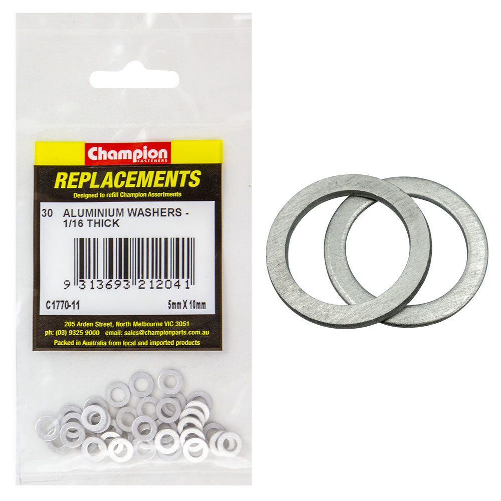 Champion M5 x 10mm x 1.6mm Aluminium Washer -30pk