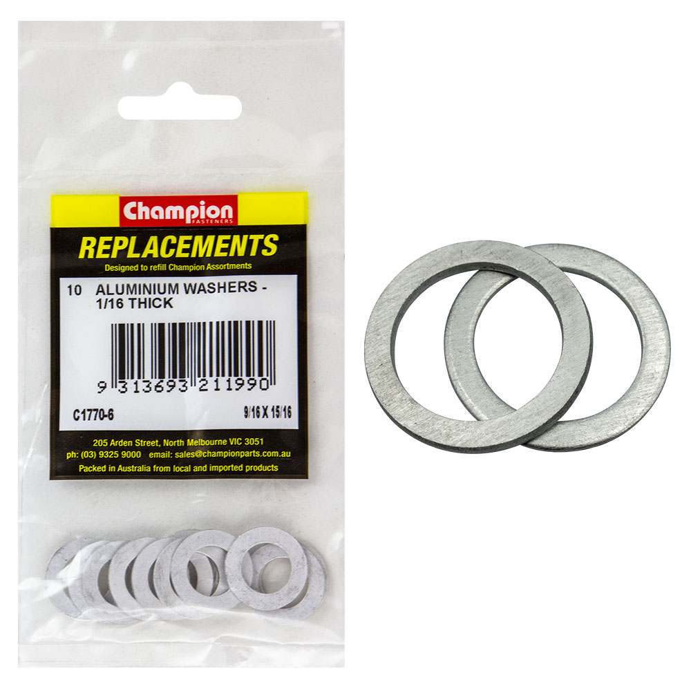 Champion 9/16in x 15/16in x 1/16in Aluminium Washer -10pk