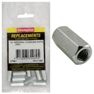 Champion 1/4in x 1in UNC Hex Coupler Nut -10pk