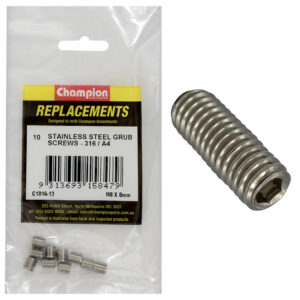 Champion M8 x 8mm Metric Grub Screw 316/A4 -10pk