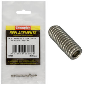 Champion M5 x 5mm Metric Grub Screw 316/A4 -10pk