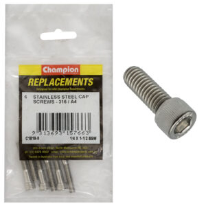 Champion 1/4in x 1-1/2in BSW Socket Cap Screw 316/A4 -6pk