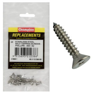Champion 4G x 1/2 S/Tappg Screw Csk Hd Phillips 304/A2 -25pk