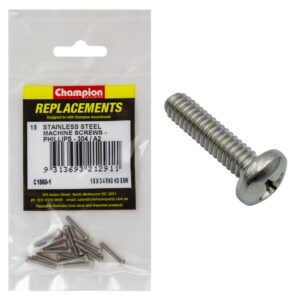 Champion 1/8in x 3/4in BSW Machine Screw Pan Ph 304/A2 -15pk