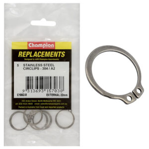 Champion 22mm Stainless External Circlip 304/A2 -5pk
