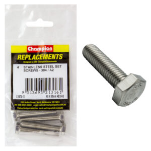 Champion M8 x 50mm Stainless Set Screw 304/A2 -4pk