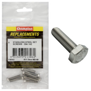 Champion M5 x 25mm Stainless Set Screw 304/A2 -8pk
