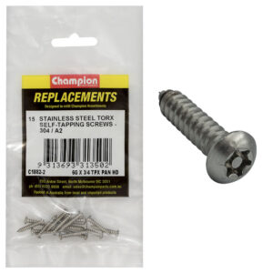 Champion 6G x 3/4in Self-Tapping Screw Pan Tpx 304/A2 -15pk