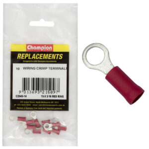 Champion Crimp Terminals Ring Red 5mm - 10pk