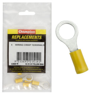 Champion Crimp Terminals Ring Yellow 10mm - 5pk