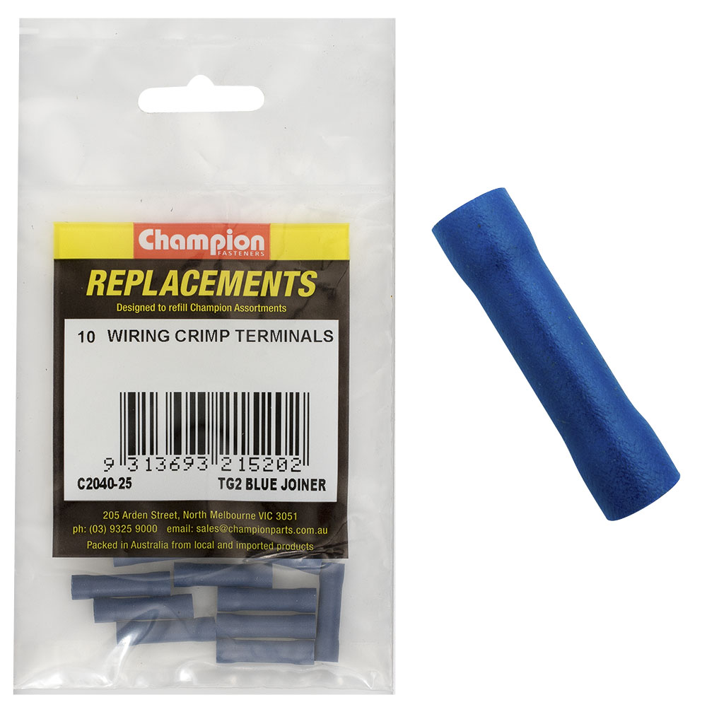 Champion Crimp Terminal Butt Splice Connectors Blue - 10pk