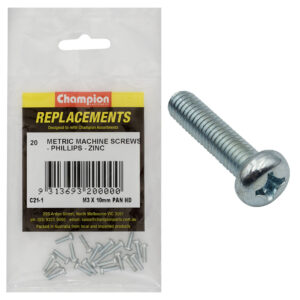 Champion M3 x 10mm Machine Screw P/H Phillips -20pk