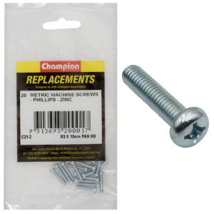Champion M3 x 16mm Machine Screw P/H Phillips -20pk