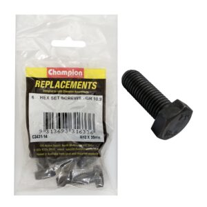 Champion Hex Set Screws High Tensile M12 x 35mm - 6pk