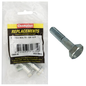 Champion Hex Bolts High Tensile M12 x 50mm - 5pk