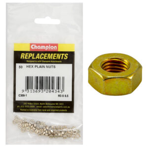 Champion M3 x 0.5 Plain Hex Nut -50pk