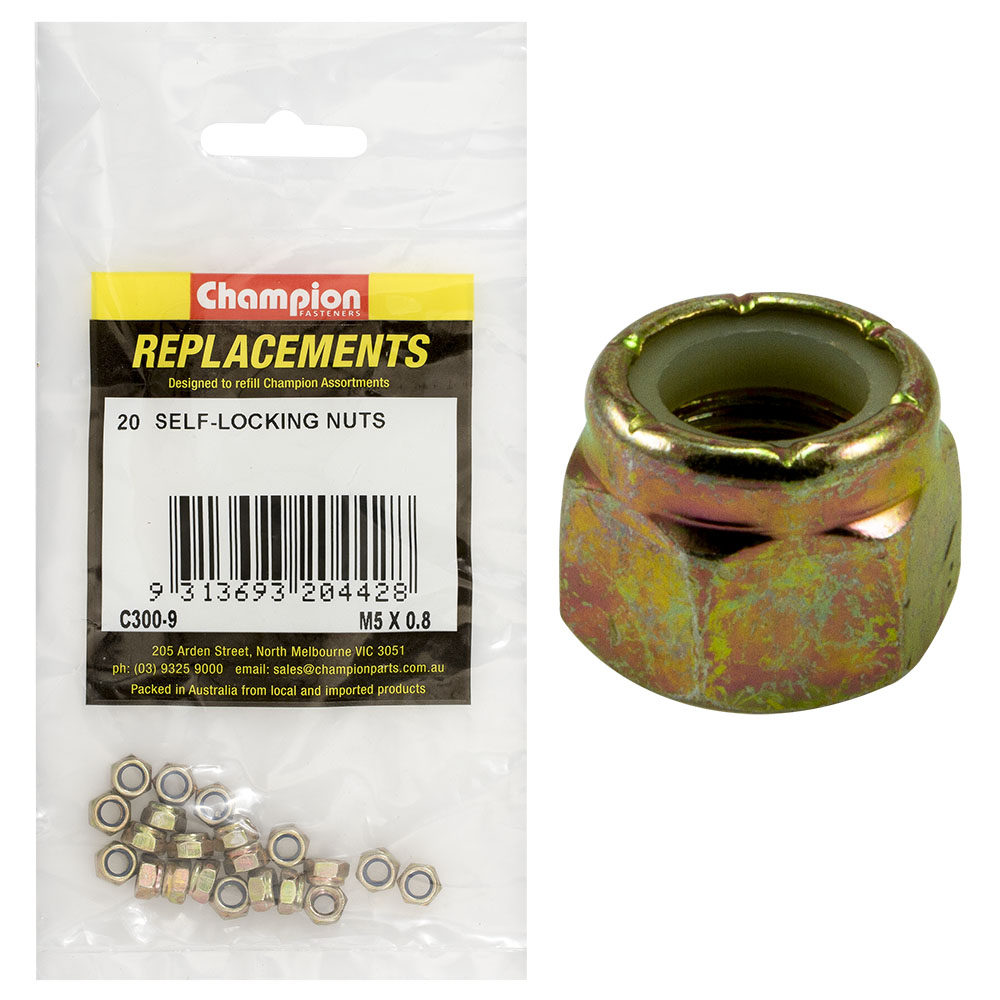 Champion M5 x 0.8 Nylon insert Self-Locking Nut -20pk