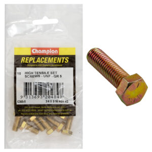 Champion 5/16in x 3/4in UNF Set Screw -Gr5 -15pk