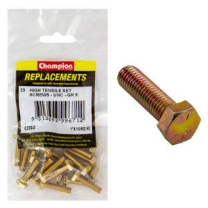 Champion 1/4in x 1in UNC Set Screw -Gr5 -20pk