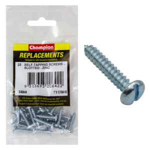 Champion 12G x 1in S/Tapping Screw Pan Head Slotted -25pk