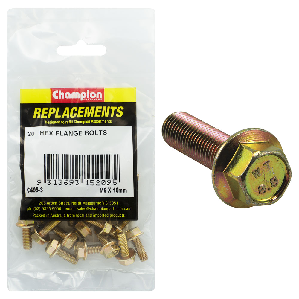 Champion M6 x 16mm Flange Head Set Screw -Gr8.8 -20pk