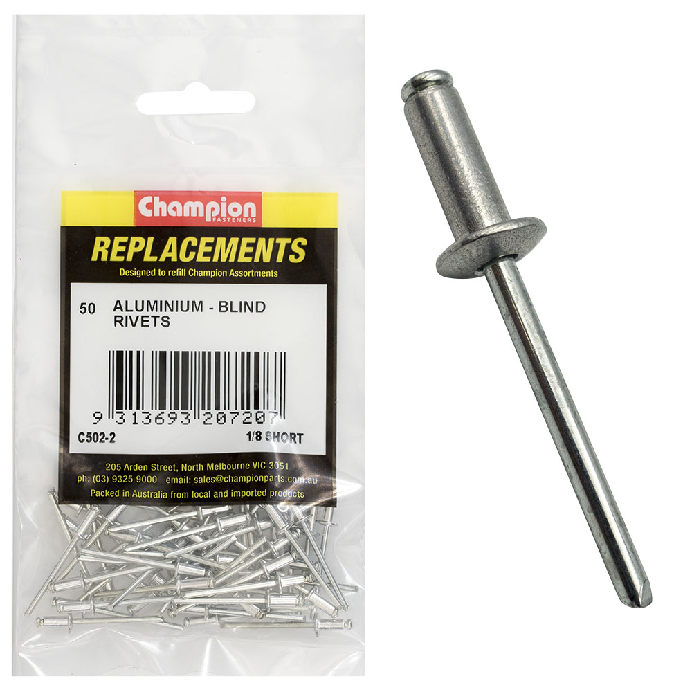 Champion 1/8in x 0.290in (7.36mm) Short Blind Rivets -50pk