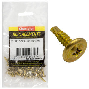 Champion 8G x 16mm Mushroom Head S/Drilling Screw Ph -50pk