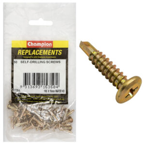 Champion 10G x 16mm Wafer Head S/Drilling Screw Ph -50pk