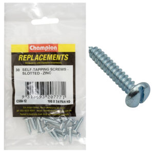 Champion 10G x 3/4in S/Tapping Pan Head Slotted -30pk