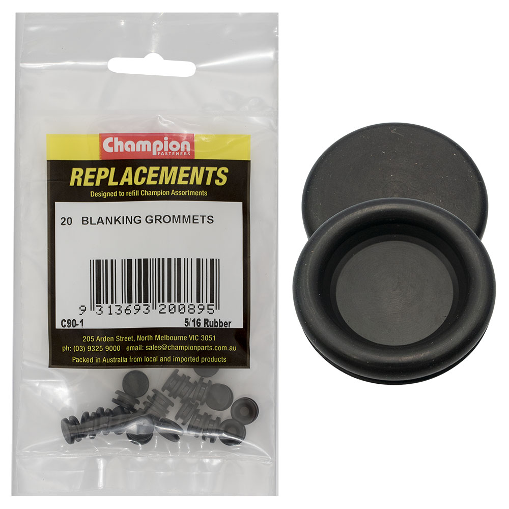 Champion 8mm Rubber Blanking Grommets -20pk